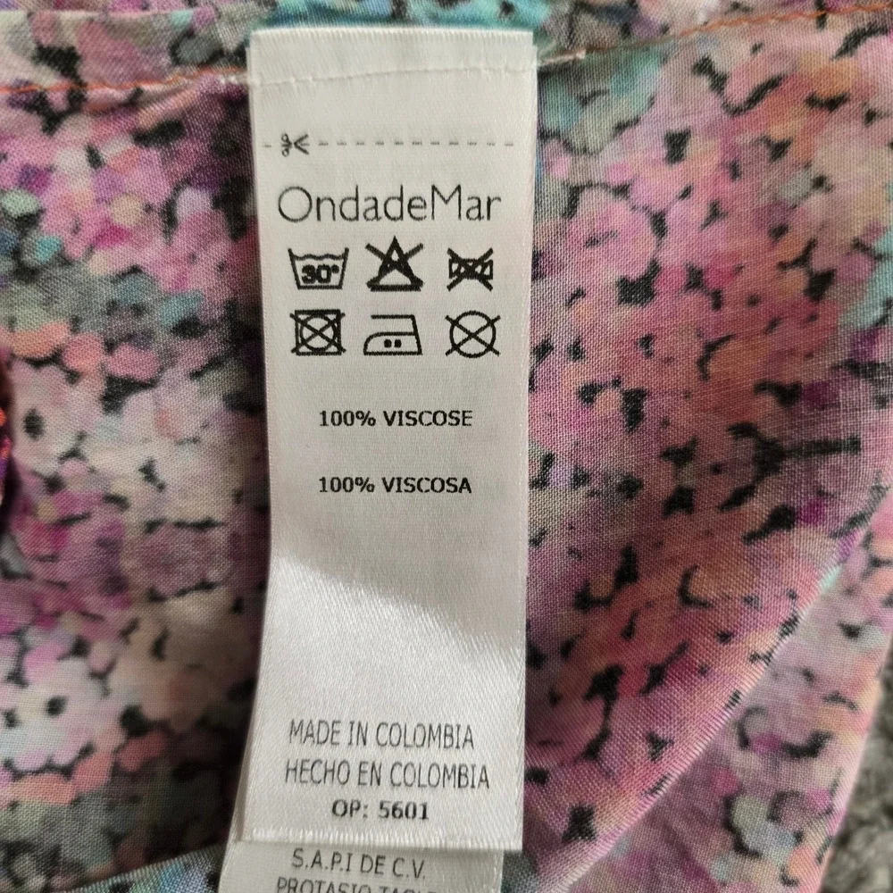 OndadeMar Boho Kaftan Swim Cover‎ Up Small Multicolor Beaded Sequin Waist